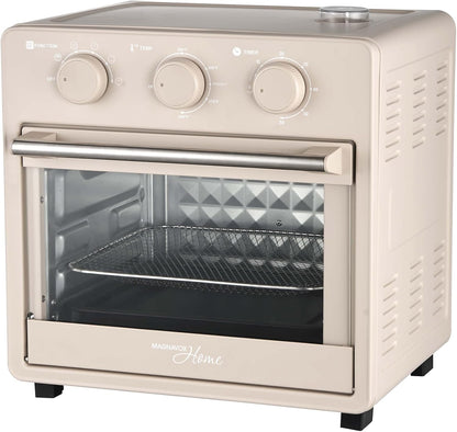 Home, 16.5 Qt Air Fryer Oven, with Steam Infusion, Cream, Convection Countertop Oven, 6 Cooking Functions, 200–450°F Temperature Control, Interior Light, Fry Basket & Baking Tray Included10
