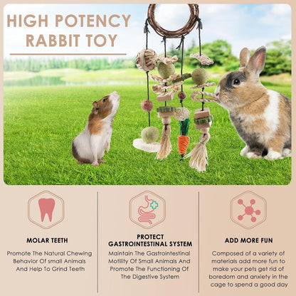 Bissap Bunny Chew Toy, Rabbits Cage Hanging Chew Toys and Treats Grapevine Wreaths Rattan Ring with Snacks for Guinea Pigs Chinchillas Hamsters Rats and Other Small Pets Teeth Grinding4