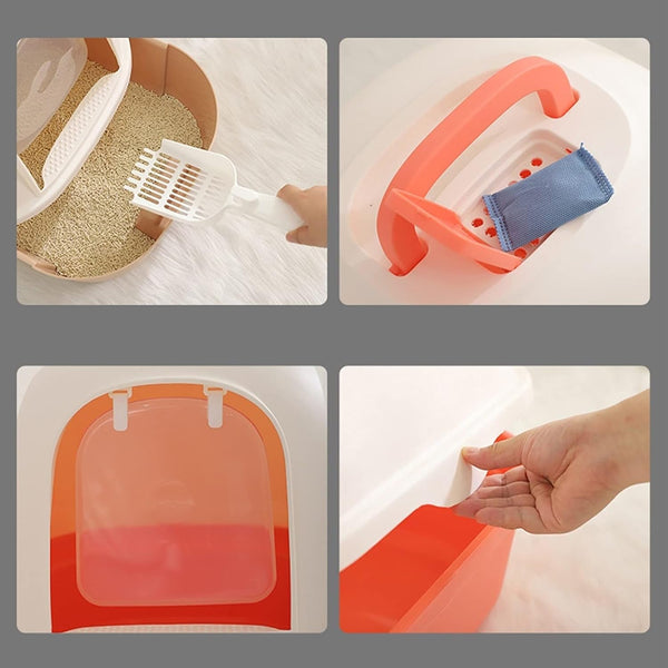 Dog Potty Training Toilet ﻿ Cat Litter Box Dome Drawer Design with Scoop Enclosed Large Kitty Anti-Splashing Supplies(B)5
