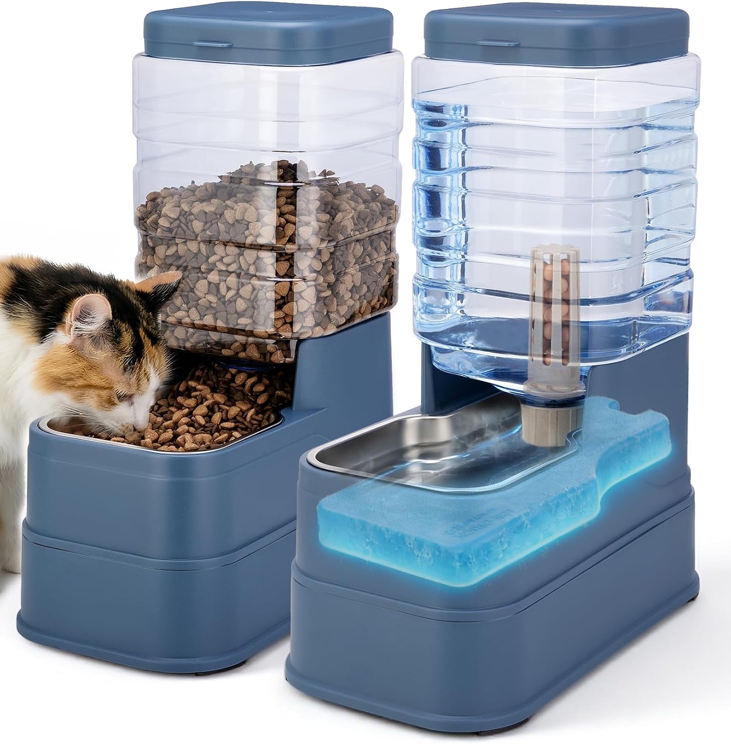 2-pack-automatic-cat-feeder-and-water-dispenser-1-3gallon-dog-gravity-food-feeder-and-water-with-ice-pack-stainless-steel-dry-food-and-waterer-bowl-for-small-medium-large-pets-blue