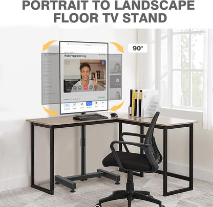 TV Floor Stand for 13-50 Inch LCD LED Flat/Curved Panel Screen Tvs up to 44 Lbs, Height Adjustable TV Stand Mount with VESA 200X200, Portable TV Stand for Bedroom, Dorm Room, Office | Tilting and Rotating Mount, Portrait to Landscape, Height Adjustable Portable TV Stand for Bedroom, Dorm Room, Office2