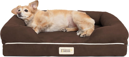 Friends Forever Large Dog Bed Couch, Orthopedic Pet Sofa Memory Foam | Dog Couch with Washable Removable Bed Cover, Non-Slip Bottom, Indoor Calming Chairs Mattress, Chester, Pewter Grey Large12