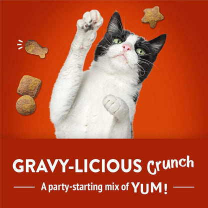 Purina Friskies Party Mix Gravy-Licious Crunch Chicken and Gravy Flavors Cat Treats - 30 Oz Canister2