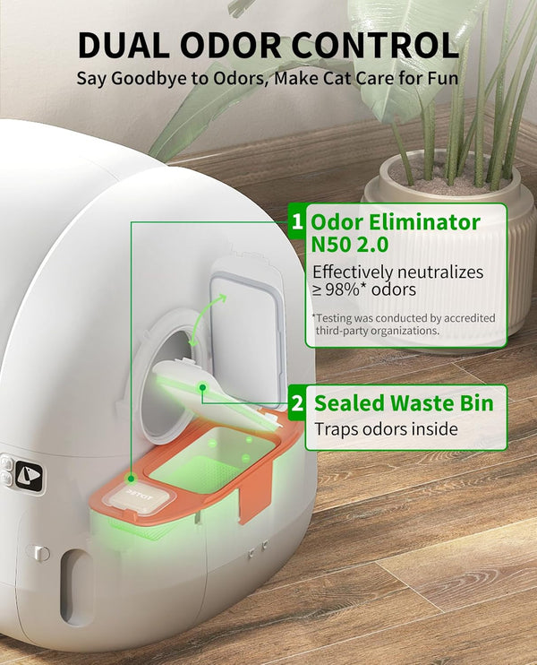 PETKIT Puramax 2 Automatic Self-Cleaning Cat Litter Box, App Control Automatic Litter Box with Safety Sensors, Odor Free & Anti-Leakage Basic Bundle Includes Trash Bags,2.4G Wifi & Low Entrance5