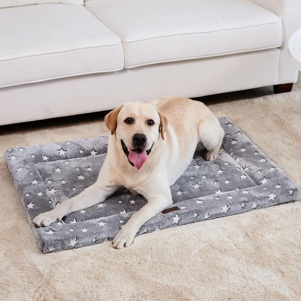 Dog Bed for Crate, Medium/Large Dogs Crate Bed,Washable Dog Beds Kennel Mat | Pet Beds Mat W/ Soft Wavy Plush Comfortable Anti-Slip Sleeping Mattress for Dogs & Cats,Gray11