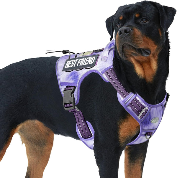 Auroth Tactical Dog Harness for Large Dogs No Pull Adjustable Pet Harness Reflective K9 Working Training Easy Control Pet Vest Military Service Dog Harnesses Army Yellow L28