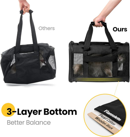 Conlun Cat Carrier Airline Approved, Soft-Sided Dog Carrier with Inner Safety Leash, Pet Transport Carrier for Small-Medium Cats Puppies up to 15 Lbs, Collapsible Travel Kitten Carrier Bag -Blackm | Airline Approved,With Inner Safety Leash,Collapsible Pet Transport Carrier for Small Dog/Medium Cats8
