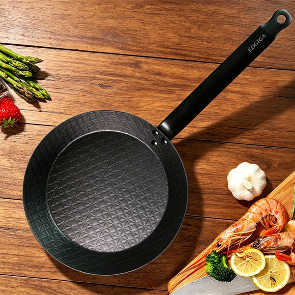 11 Inch Pre-Seasoned Carbon Steel Frying Pan, Naturally Non-Coated Skillet with Grooved Texture for Steak, Stir Fry, Tortilla, Crepe, All Stoves Compatible7