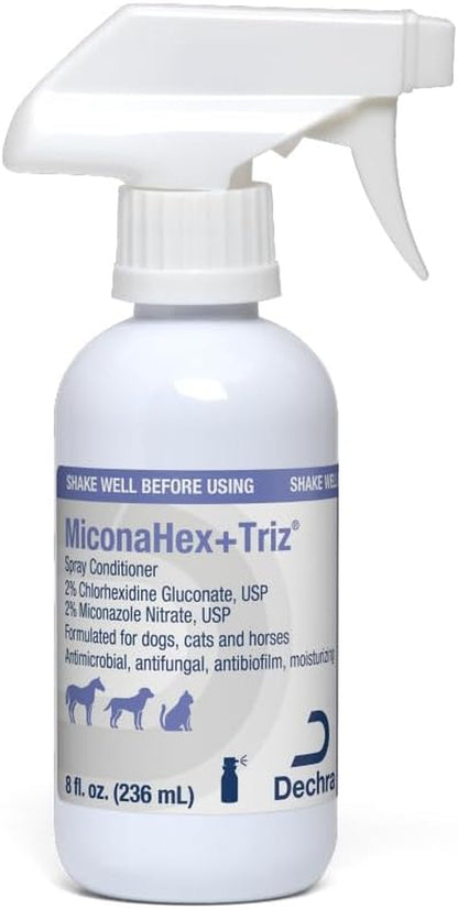 Miconahex+Triz Spray Conditioner for Dogs, Cats and Horses, 8 Oz, Clear | Antibiofilm, Moisturizing; Packaging May Vary1