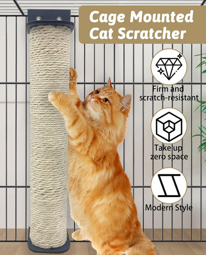 VCEPJH 2 Pcs Cat Scratching Post for Crate Cage Mounted Cat Scratcher Natural Sisal Scratch for Scratching and Climbing Furniture 15X2.7Inches (White)2