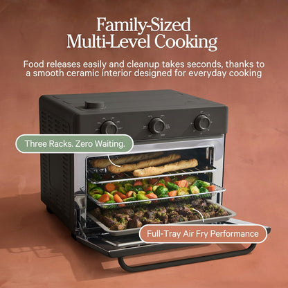 Our Place Large Wonder Oven, 6-In-1 Air Fryer & Toaster Oven, 3-Rack, 32 Qt | Non-Toxic Air Fryer Toaster Oven Combo; Basket, Wire Rack, Bake Pan, Crumb Tray; Toast, Roast, Bake, Broil, Reheat, Steam4