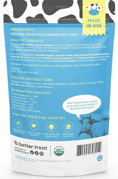 A Better Treat – Organic, Freeze Dried, Single Ingredient, 100% Grass Fed and Finished Beef Liver Dog Treats, Cat Treats | Natural Healthy | Grain Free, High Protein, Diabetic Friendly | Made in USA5
