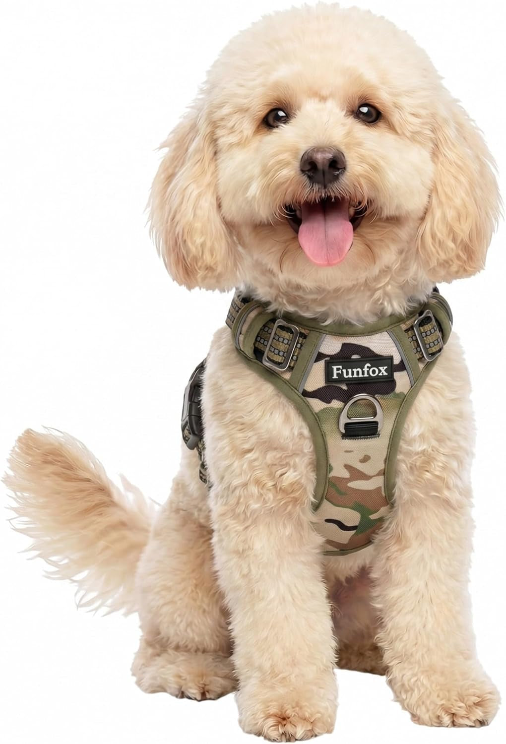 funfox-dog-harness-medium-sized-dog-vertical-handle-easy-control-no-pull-pet-vest-adjustable-with-2-leash-clips-soft-material-reflective-safe-night-walking-for-small-medium-large-breed-black-m
