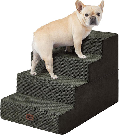 EHEYCIGA Dog Stairs for Bed 18" H, Dog 4-Steps for High Bed, Olive Green | Pet Steps for Small Dogs and Cats, Non-Slip Balanced Pet Ramp Indoor8