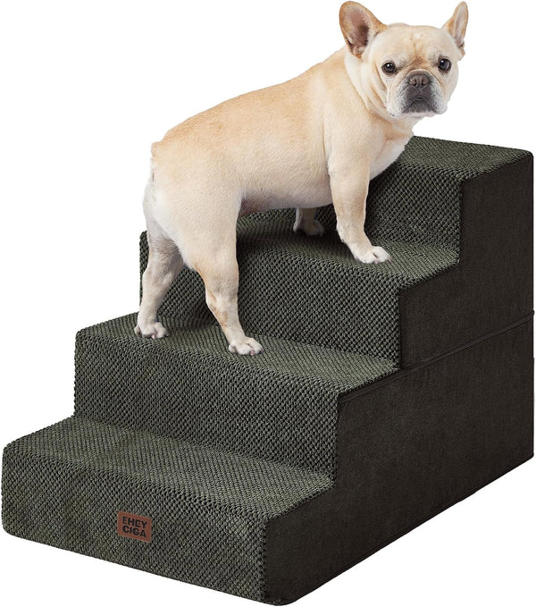 EHEYCIGA Dog Stairs for Bed 18" H, Dog 4-Steps for High Bed, Olive Green | Pet Steps for Small Dogs and Cats, Non-Slip Balanced Pet Ramp Indoor8