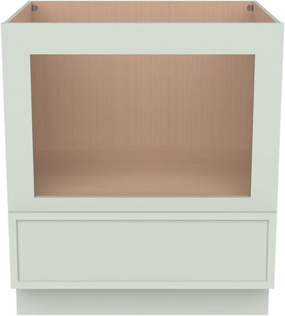 Solid Wood RTA 30" Microwave Base Cabinet,Kitchen Oven Cabinet - with 1 Full Overlay Drawer (Frame Dimension: 24''W*16''H) (Jade Green, 30" Width X 24" Depth X 34 1/2" Height)6