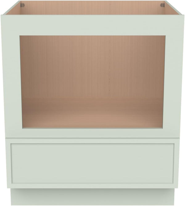 Solid Wood RTA 30" Microwave Base Cabinet,Kitchen Oven Cabinet - with 1 Full Overlay Drawer (Frame Dimension: 24''W*16''H) (Jade Green, 30" Width X 24" Depth X 34 1/2" Height)6