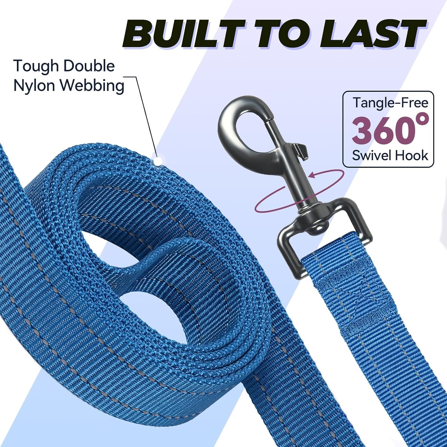 vivaglory-double-handle-dog-leash-twingrip-6ft-x-1in-navy-dog-leash-for-collar-with-traffic-handle-2-loop-for-walking-training-traffic-control-reflective-heavy-duty-puppy-pet