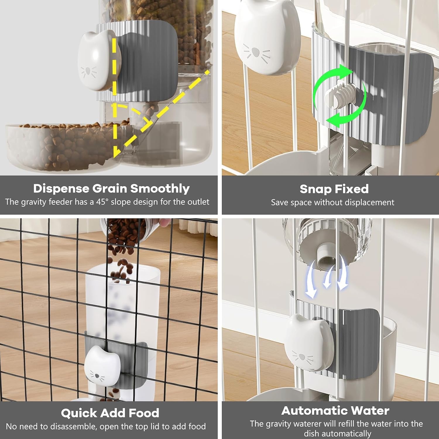 yummy-sam-hanging-automatic-small-pet-food-water-dispenser-auto-gravity-0-8l-cat-feeder-and-0-87l-water-dispenser-self-feeding-and-waterer-set-kennel-feeding-station-for-puppy-cats-grey-white