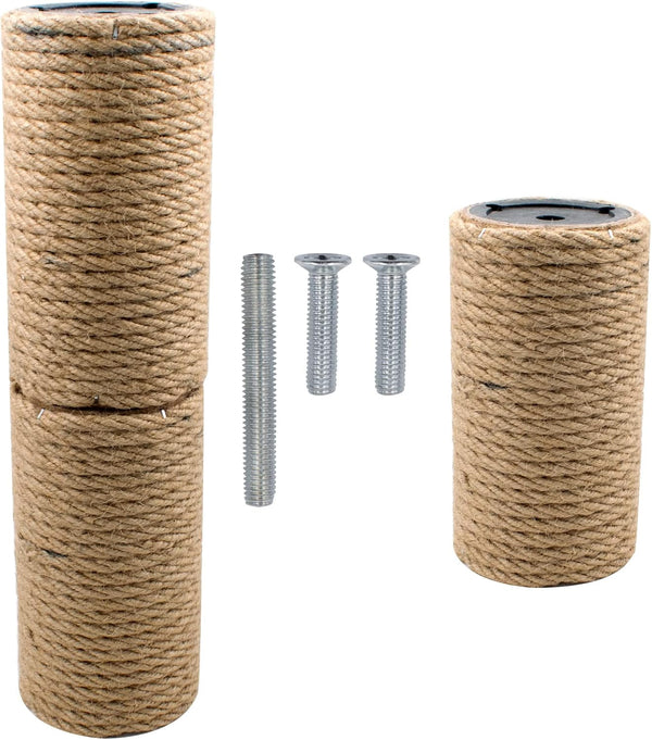 2 Pack Cat Scratching Posts Jute Rope Replacement Scratcher Refill Post for Cats Cube Tower Kittens Scratch Pole Perch Interactive Toys Carpeted Furniture Accessories Deterrent Tree 4.92'' (M8 Screws)3