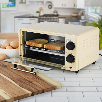 9.5 Quart Electric Counter Top 2 Slice Toaster Oven with Built in Timer, Bake, Broil, Toast (Cream)7