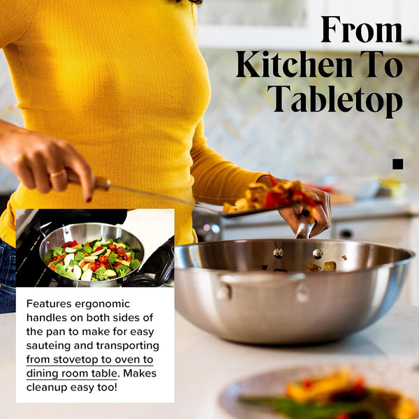 Stainless Steel Flat Bottom Wok Pan, Professional Traditional Stir Fry Cookware W/Domed Lid & Spatula, Low Maintenance Rust & Scratch Resistant for Induction Gas Electric Stove Top5