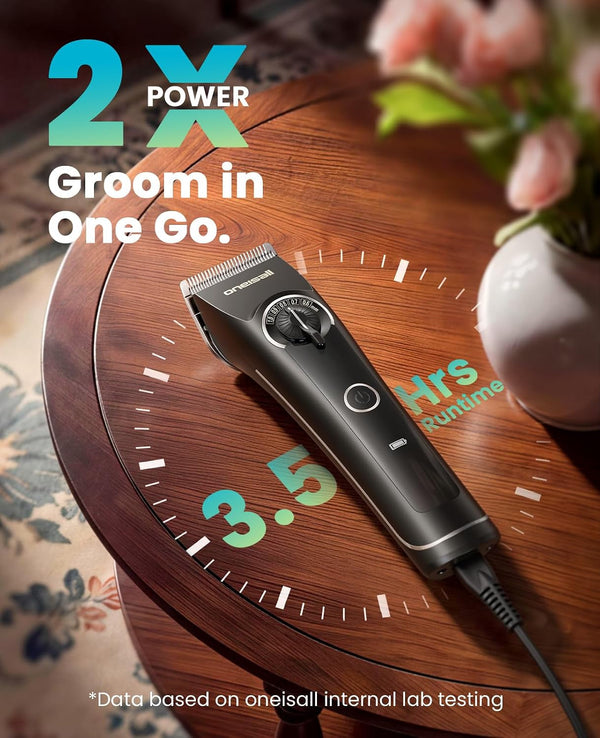 Oneisall Dog Clippers for Grooming Thick Heavy Coats | Low Noise,5 Blade Lengths,Detachable Blade,Fits Wahl'S 3379,3332-3339 Metal Guards,Long Battery Life,High-Speed,4 Guide Combs6