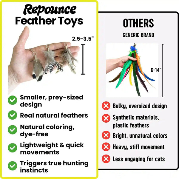 Cat Feather Toy Refill 3-Pack - Natural Feather Cat Toy - Small Size Cat Wand Attachments - Official Cat Toy Feather Replacement for Forever Stick Cat Wand Toy - Cat Wand Refill - Cat Lure and Teaser5