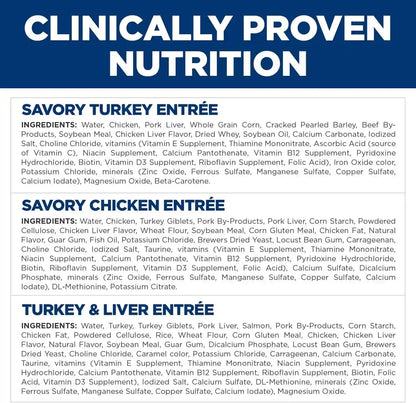 Hill'S Science Diet Adult 1-6 Wet Cat Food Variety Pack | #1 Veterinarian Recommended, Savory Entrée Turkey & Liver, Chicken, and Turkey, 5.5 Oz. Cans, 12-Pack5