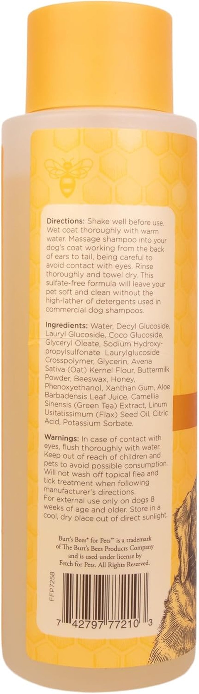 burts-bees-for-pets-oatmeal-dog-shampoo-with-honey-unscented-16-fl-oz-soothing-colloidal-oat-flour-formula-for-itchy-sensitive-dog-skin-ph-balanced-and-sulfate-free-for-regular-use