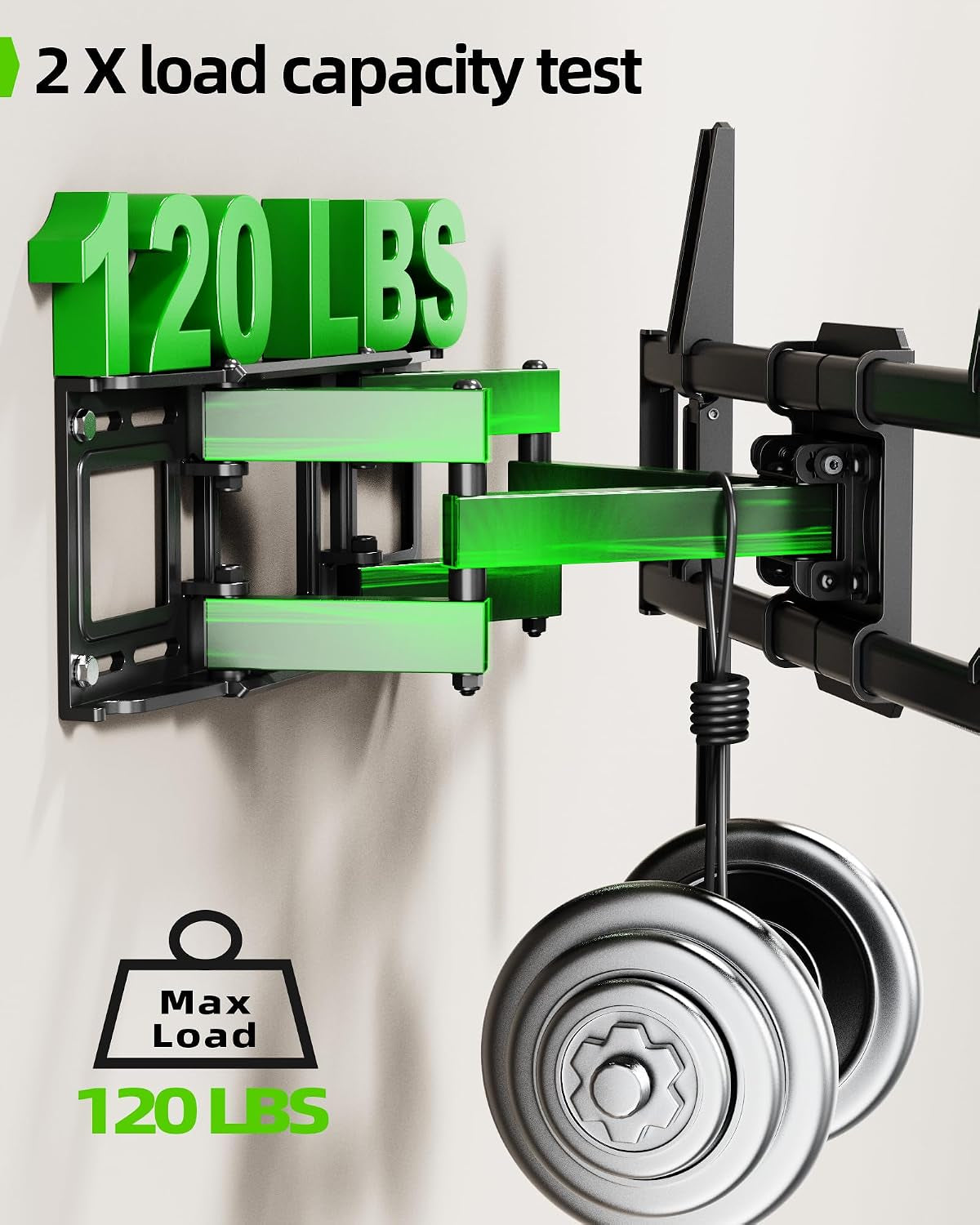 full-motion-tv-wall-mount-for-42-82-inch-tvs-up-to-120lbs-wall-mount-tv-bracket-with-articulating-swivel-tilt-extension-leveling-max-vesa-600x400mm-fits-12-16-wood-stud