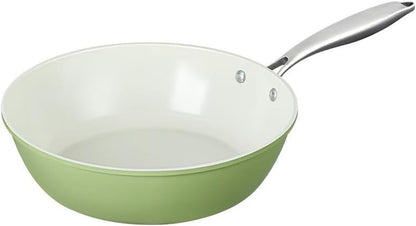Nonstick Ceramic Frying Pan, Stir Fry Pans with Lid, Gas Electric & Induction Compatible (Green, Pan with Lid 12 Inch)9