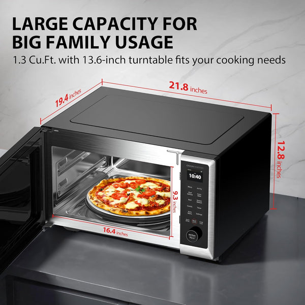 Optichef PRO MAX Air Fryer Combo Microwave Oven, 1.3 Cu.Ft, 1100W | 2.4-Inch Color Screen, Origin Inverter Technology, Smart Microwave Sensor, Compatible with Alexa, Countertop, Silver8