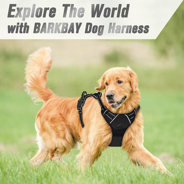 BARKBAY No Pull Dog Harness Front Clip Heavy Duty Reflective Easy Control Handle for Large Dog Walking(Black,L)8