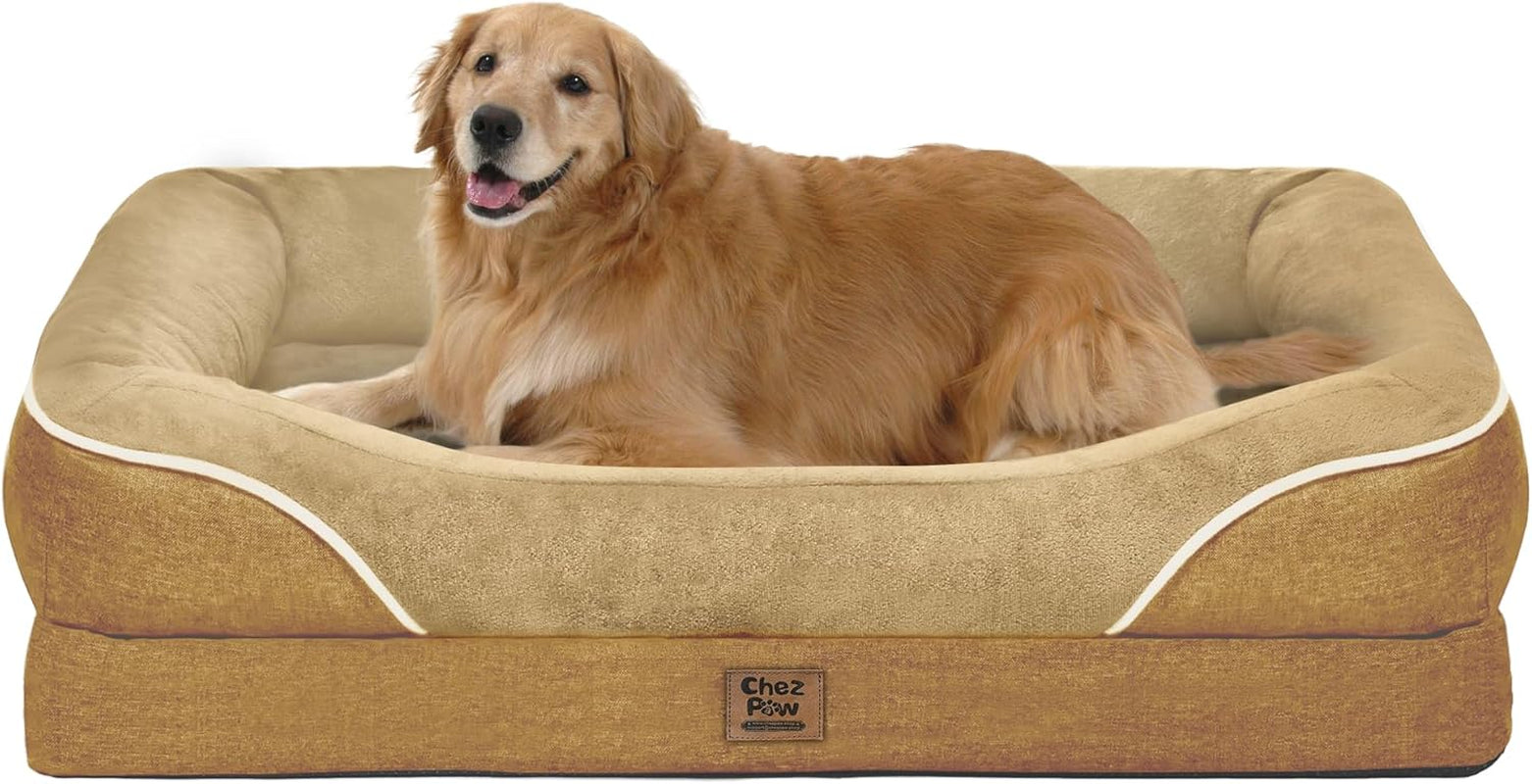 chez-paw-waterproof-orthopedic-xl-dog-bed-for-large-and-extra-large-dogs-egg-crate-foam-4-sided-bolster-support-waterproof-liner-non-slip-bottom-machine-washable-cover-42-x-30-inch