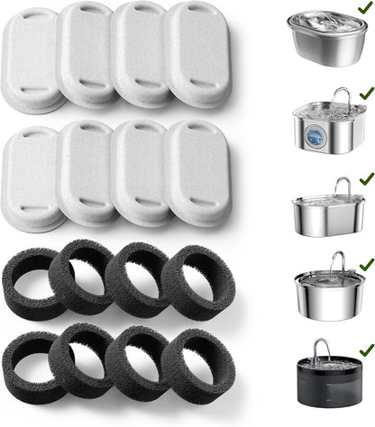 PETLIBRO 8 Packs Replacement Filters for Stainless Steel Cat Water Fountain PLWF003 & PLWF006, 4 Months Set of Replacement Filters Fot Pet Water Fountain Stainless Steel1