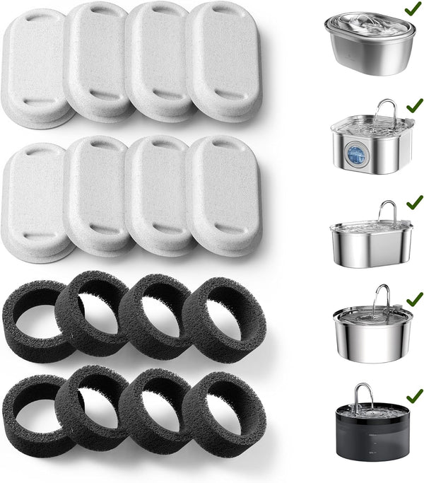 PETLIBRO 8 Packs Replacement Filters for Stainless Steel Cat Water Fountain PLWF003 & PLWF006, 4 Months Set of Replacement Filters Fot Pet Water Fountain Stainless Steel1