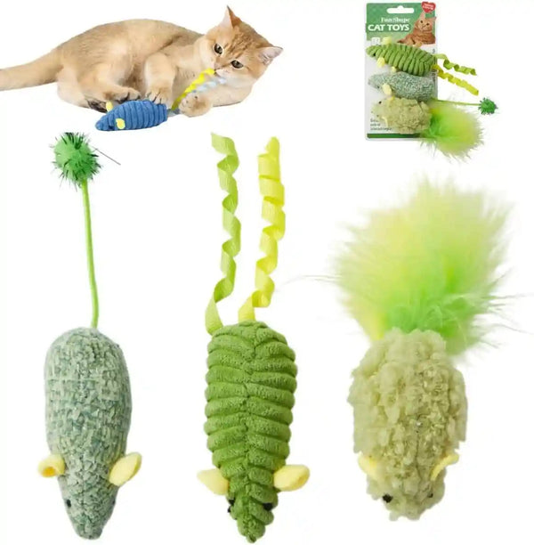 Catnip Toys (3 Pack), Cat Mouse Toys for Indoor Play, Small Interactive Cat Toys for Indoor Cats, Perfect for Single or Multi-Cat Households (Blue)9