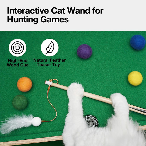 VETRESKA 4 in 1 Cat Toys Mini Pool Table, Gift for Cats, Feather Wand Toy Cat Billiard Ball Puzzle Toy, Pool Table with Scratching Post, Cat Interactive Exercise Play Rest Beds & Furniture | Cats Toys Gift, Feather Wand Toy Cat Billiard Ball Puzzle Toy, Pool Table W/ Scratching Post Activity Fun Furniture4