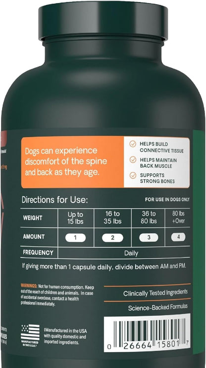 Vetriscience Healthy Spine & Disc Easy-Open Capsules, Back and Spinal Support Chondroitin and Taurine Supplement for Dogs, Perfect for Dachshunds, Corgis, Frenchies, Basset Hounds & More, 180 Count12