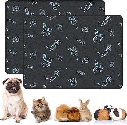 2-Pack Guinea Pig Cage Liner, 24" X 47" Reusable Guinea Pig Bedding Washable Absorbent Pee Pads for Dogs Rabbit Chinchilla Hamster, Leakproof & anti Slip17