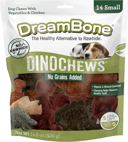 Dreambone Chicken Dinochews Dog Treats, Daily Rawhide-Free Chew, Digests Safely and Completely, with Real Protein, Chicken and Veggies, 14 Count1