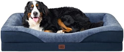 EHEYCIGA Orthopedic XL Dog Bed for Large Sized Dog, 42X30 Inch Extra Large Memory Foam Dog Couch Bed with Sides, Waterproof Liner & Washable Removable Cover, Bolster Pet Sofa, Grey13