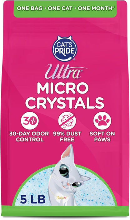 Ultra Micro Crystals Cat Litter - 99.9% Dust Free, Soft on Paws, Fragrance Free - 5 Lbs.1