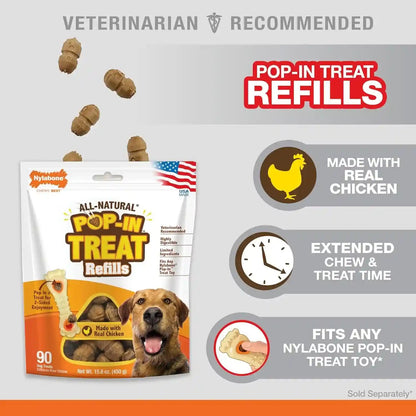 Nylabone Pop-In Treat Toy Chicken Dog Treat Refills, 90 Count | Made with Real Chicken, Fits Any Nylabone Pop-In Treat Toy, All-Natural Dog Treats, Highly Digestible, Limited Ingredients2