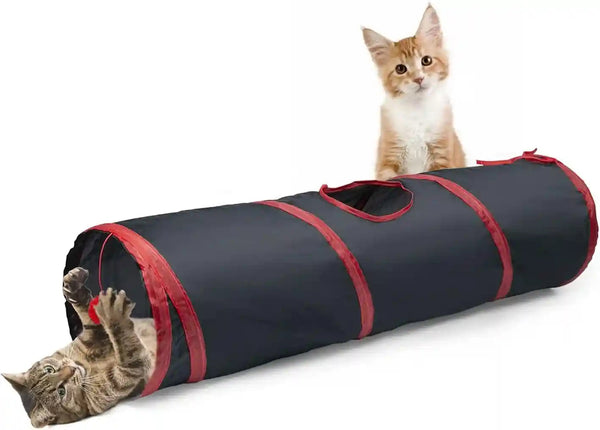 Sheldamy Cat Tunnel, S-2-Way Cat Tunnels for Indoor Cats, Collapsible Cat Play Tunnel, Interactive Toy Maze Cat House with 1 Play Ball for Cats, Puppy, Kitty, Kitten, Rabbit (Blue & Black)9
