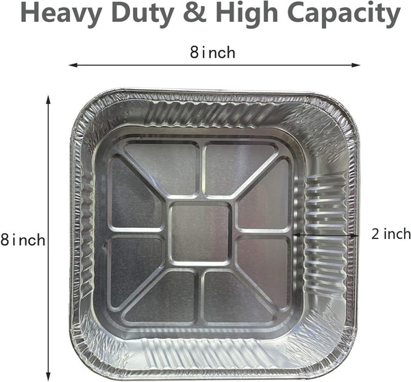 25Pack-8X8 Aluminum Foil Pans Disposable Square Baking Cake Pans | Heavy Duty 8X8 Baking Pan Disposable Foil Pans,Cooking Tins Homemade Breads Oven Pans,Foil Pan, Baking Pan Roasting4