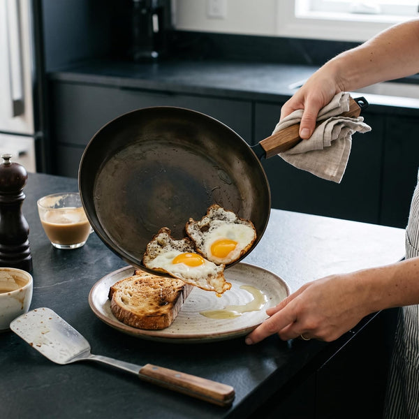 Forest 4-Piece Professional Carbon Steel Frying Pan Set, Wood Handle | Pre-Seasoned Non-Toxic Frying Pans - Chemical-Free, Traditional Cooking Surface - All Stovetop Compatible & Fast-Heating7