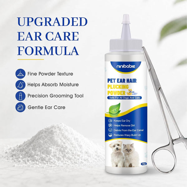 Upgraded Dog Ear Powder with 5.5 Inch Hair Removal Tool | Pet Ear Grooming Cleaner | Ear Wax Remover | Supports Fresh-Feeling Ears | Absorbs Moisture2