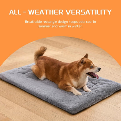 Washable Dog Crate Bed Mat for Medium/Large Dogs – All-Season Comfort with Ultra-Soft Flannel & Heavy-Duty Support (Gray, 36''L*23''W)3